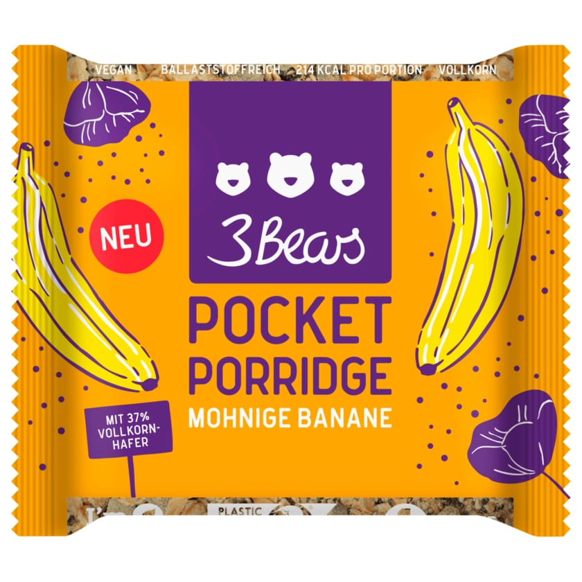 3Bears Pocket Porridge Mohnige Banane 55g